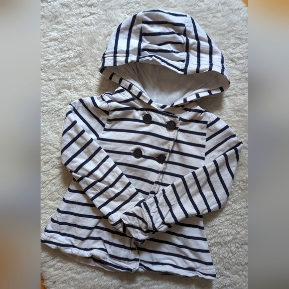 5/$20👶Navy Striped Cotton Hoodie - Picture 1 of 2
